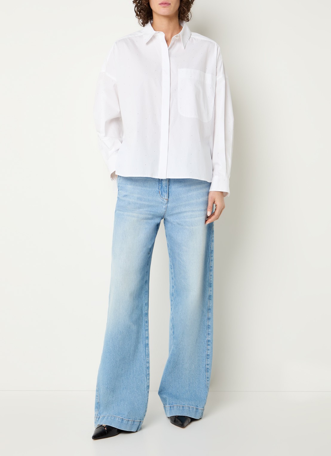 Beaumont Amal blouse met strass - voorkant 4 wit