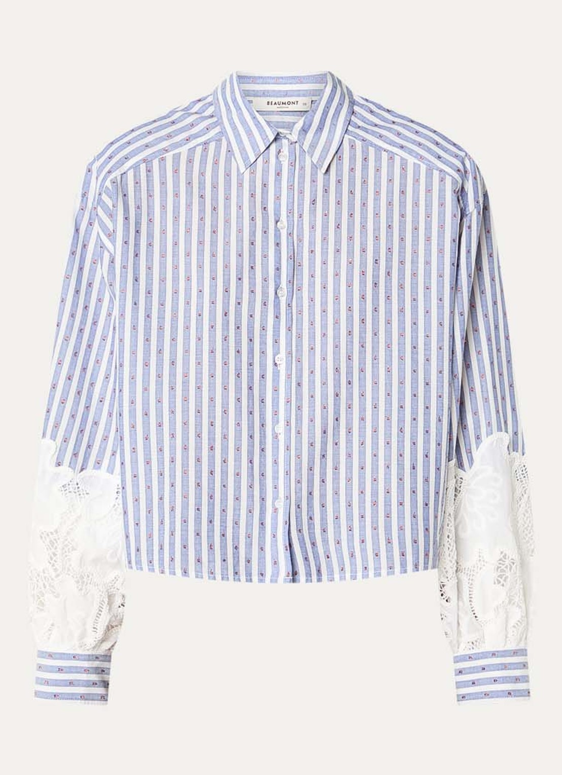 Beaumont Amal blouse met streepdessin - voorkant lichtblauw