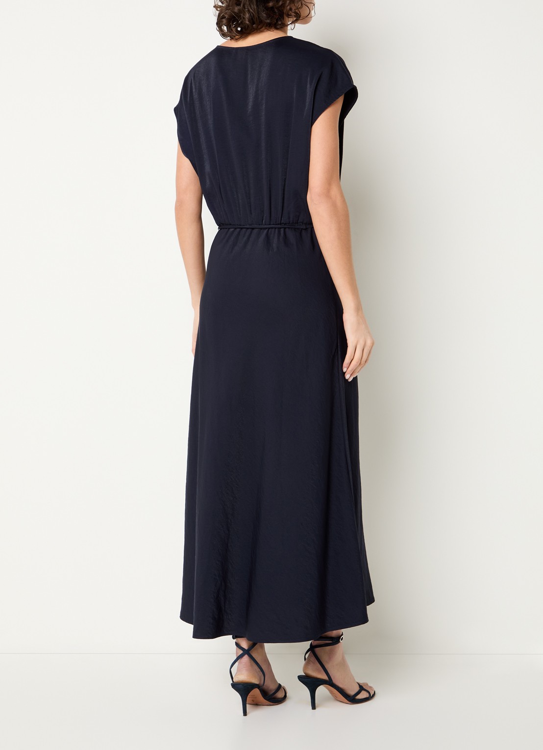 Beaumont Aymee midi jurk met V-hals - achterkant 4 donkerblauw