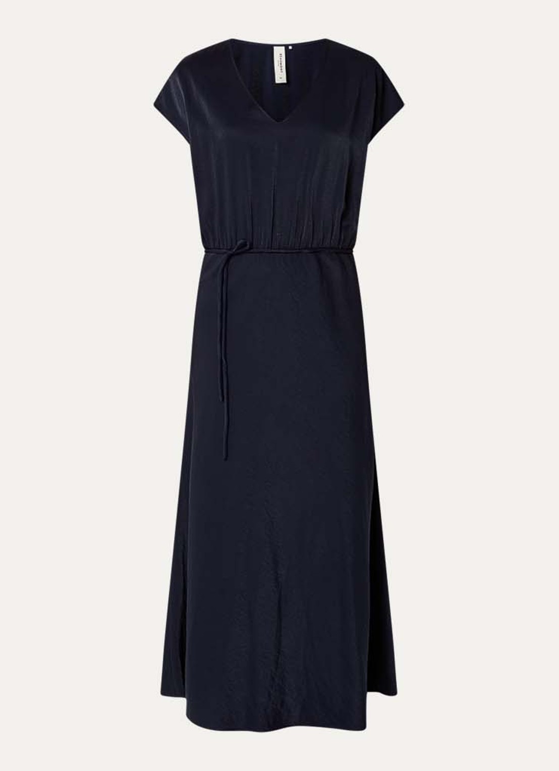 Beaumont Aymee midi jurk met V-hals - voorkant 2 donkerblauw