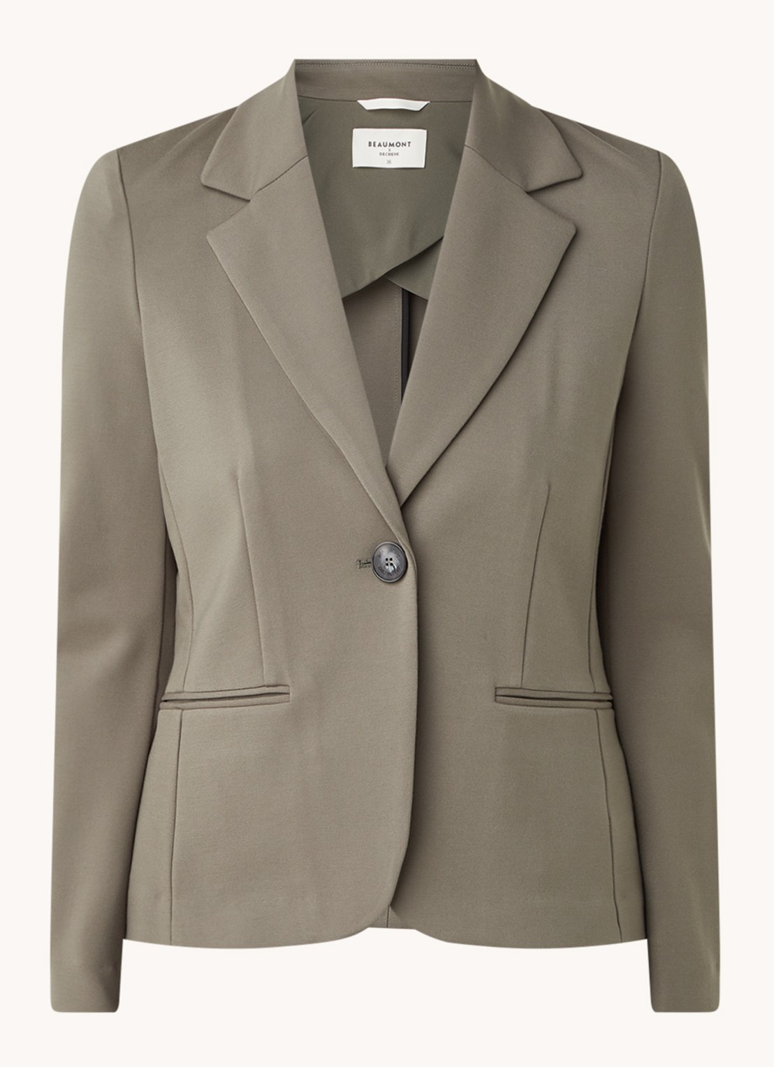 Beaumont Blazer van jersey met klepzakken - voorkant 2 olijfgroen