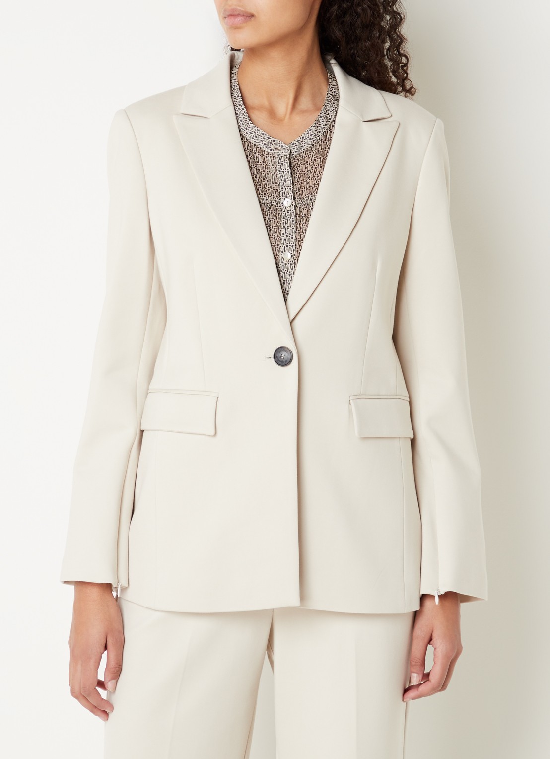 Beaumont Blazer van jersey met structuur en klepzakken - detail 4 donkerbeige