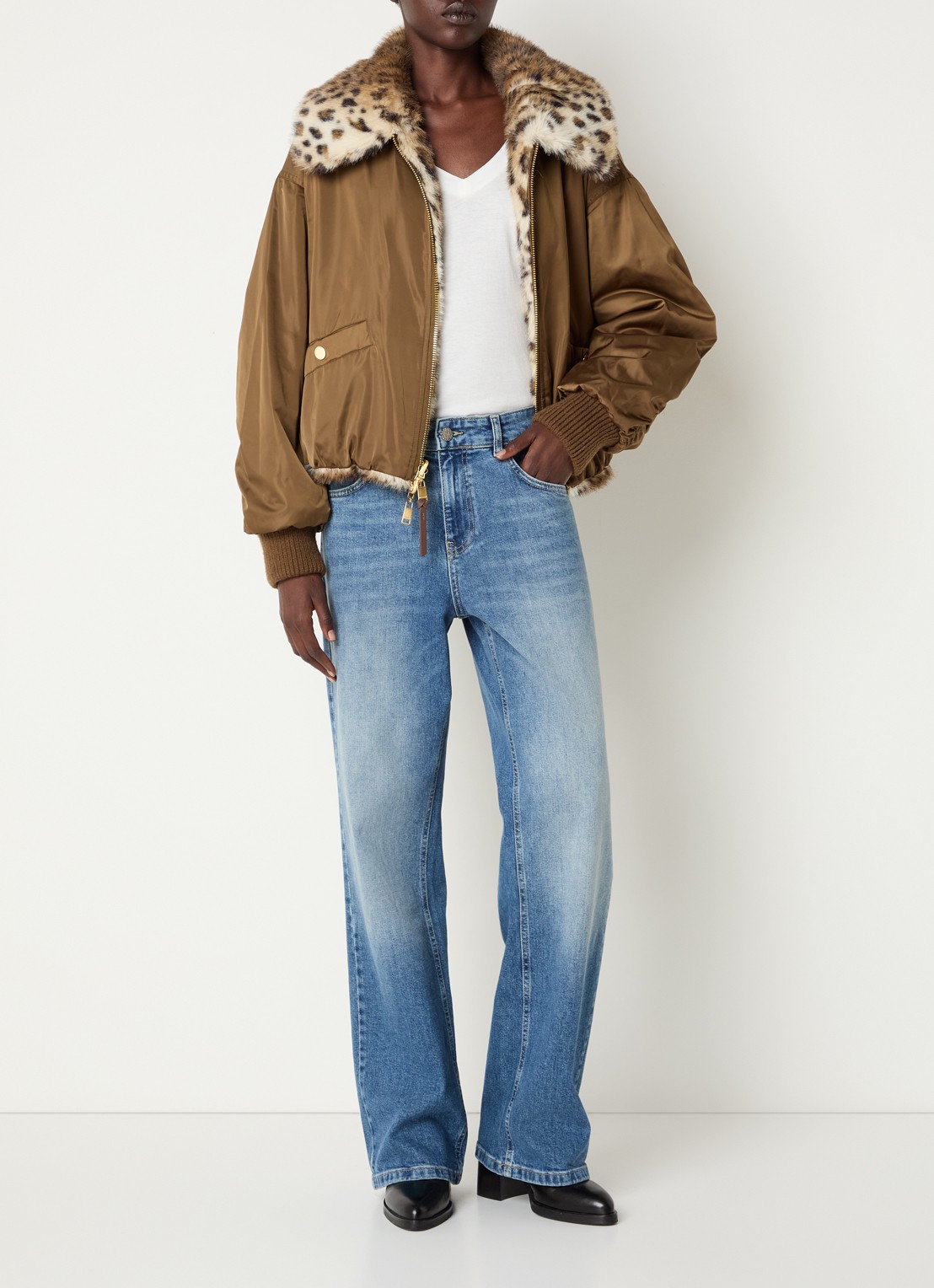Beaumont Carmela reversible jack met panterprint - voorkant 4 khaki
