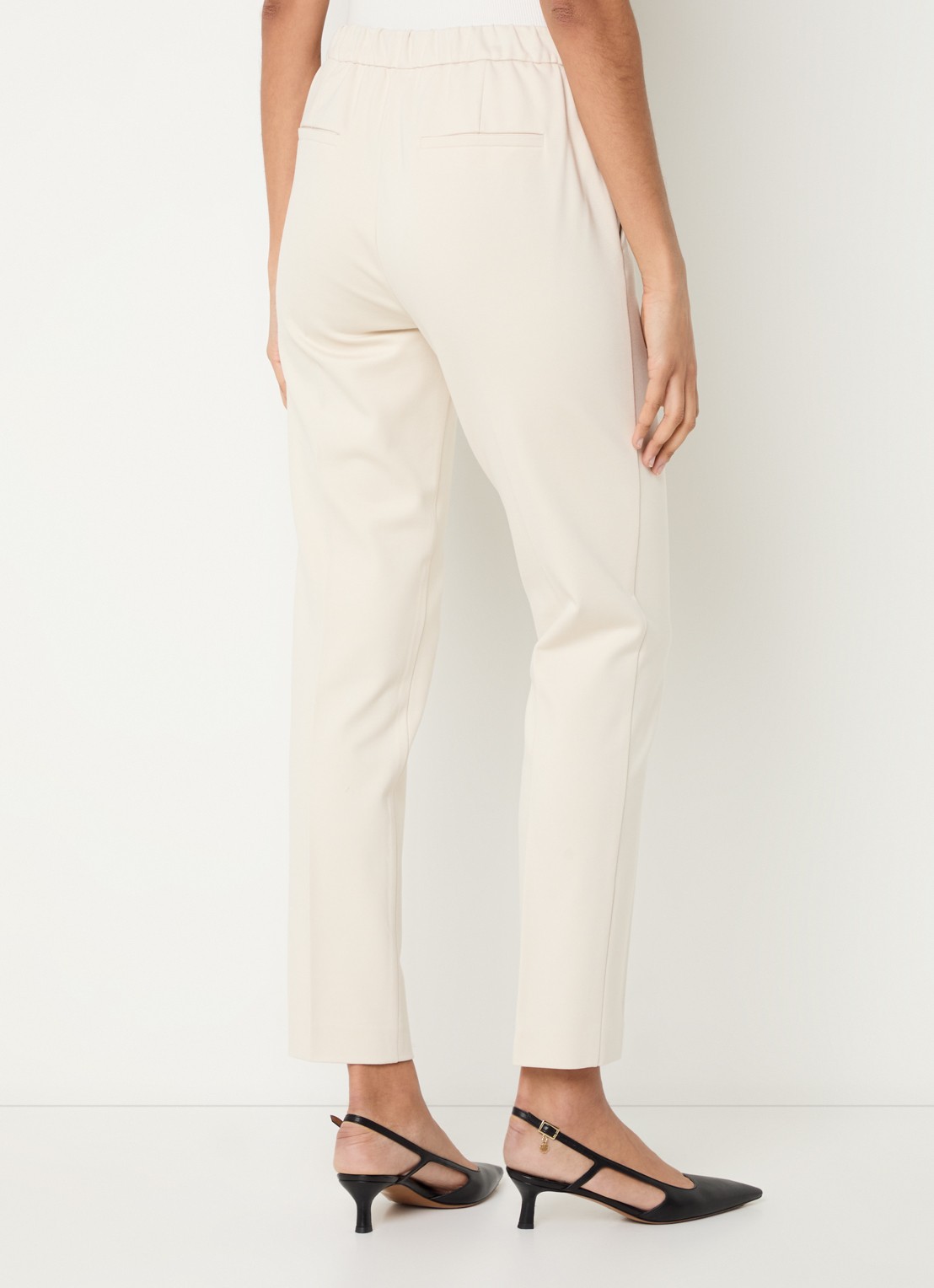 Beaumont Charlie mid waist tapered fit cropped pantalon met steekzakken - achterkant creme
