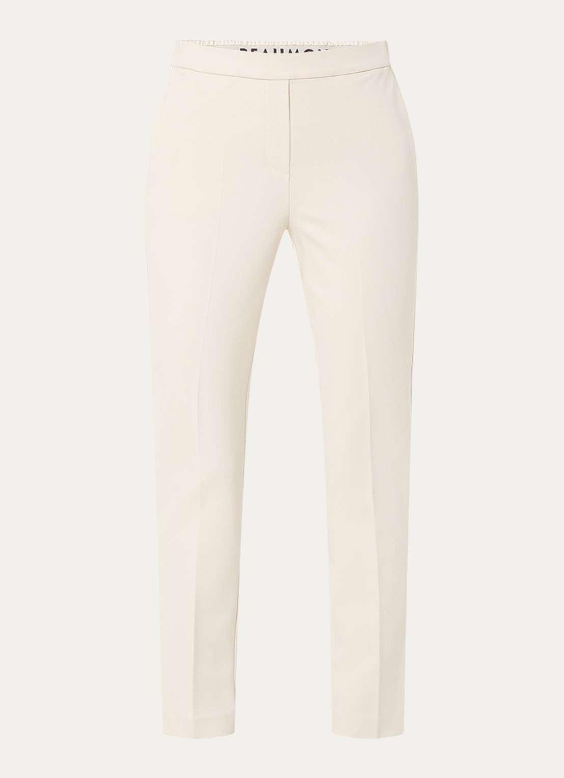 Beaumont Charlie mid waist tapered fit cropped pantalon met steekzakken - voorkant 2 creme