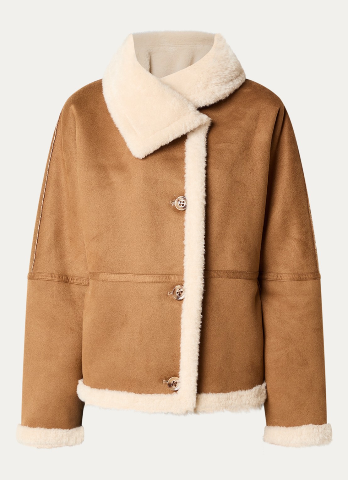 Beaumont Chayeen reversible jack van imitatiebont - voorkant 2 camel