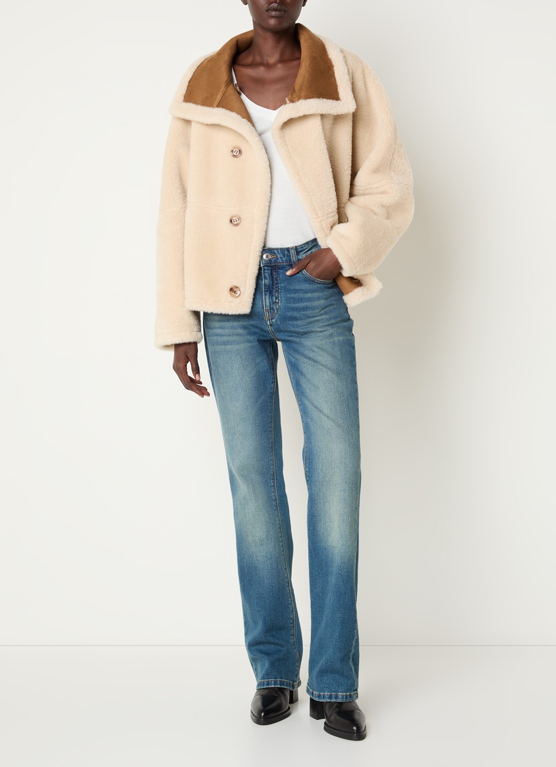 Beaumont Chayeen reversible jack van imitatiebont - voorkant 3 camel