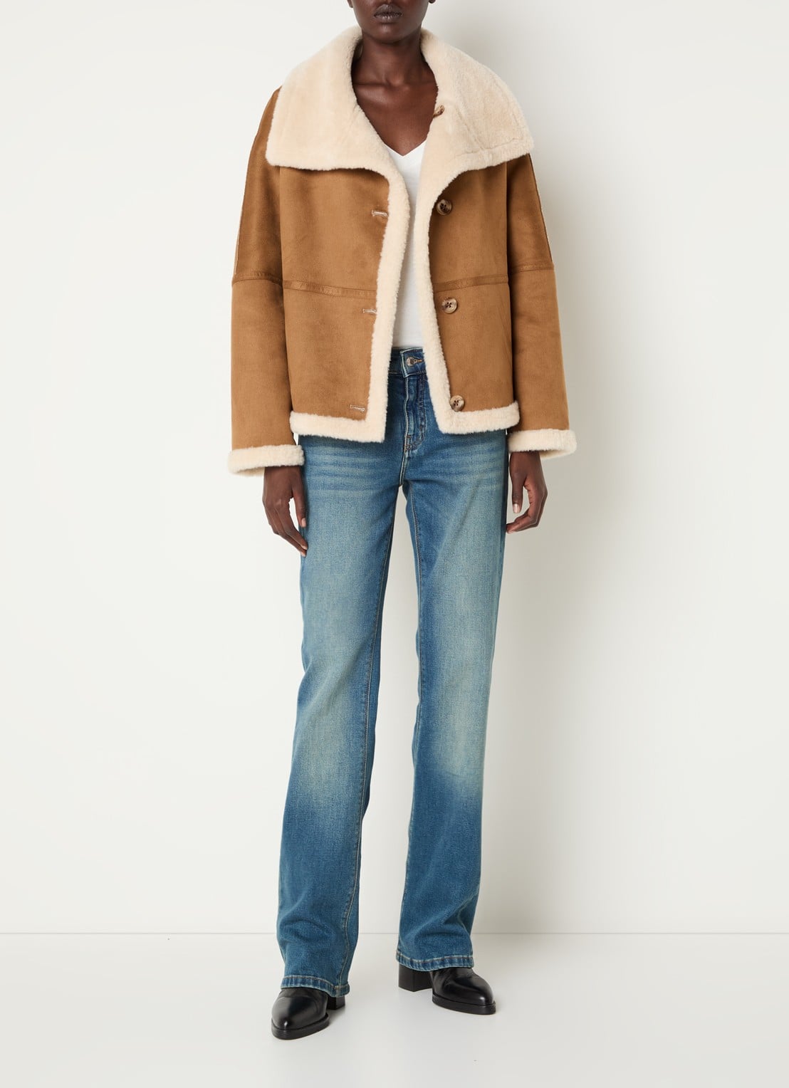Beaumont Chayeen reversible jack van imitatiebont - voorkant 4 camel