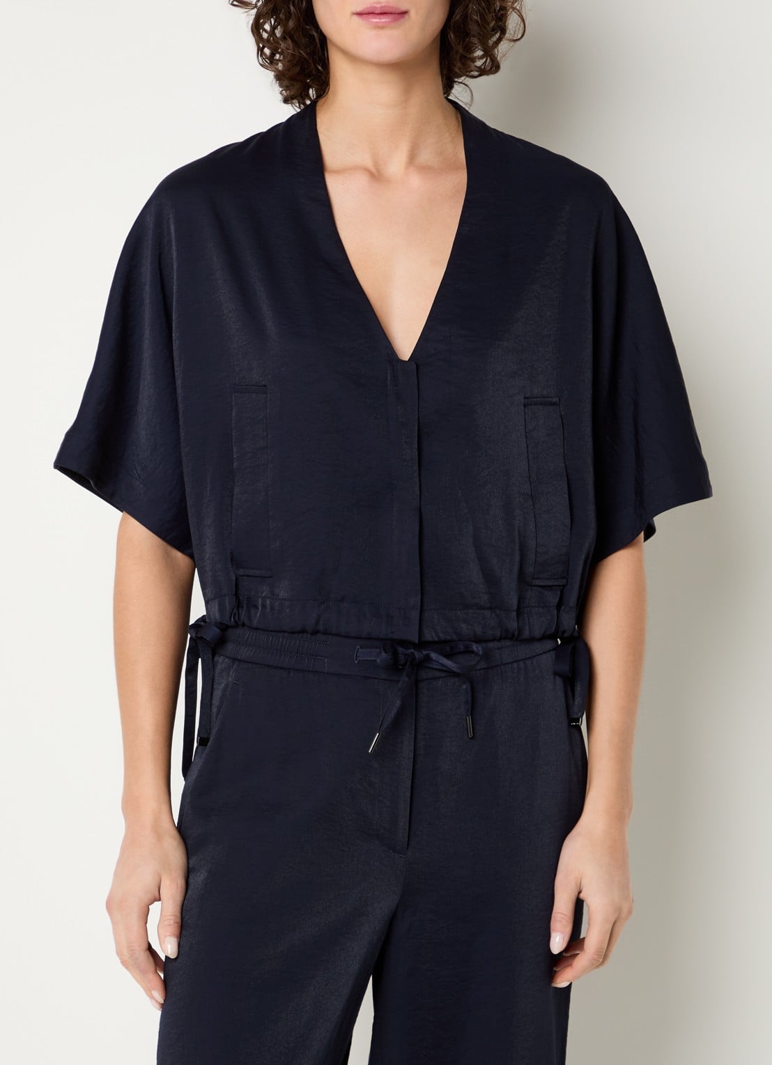 Beaumont Ciro crop top met trekkoord en steekzakken - detail 4 donkerblauw