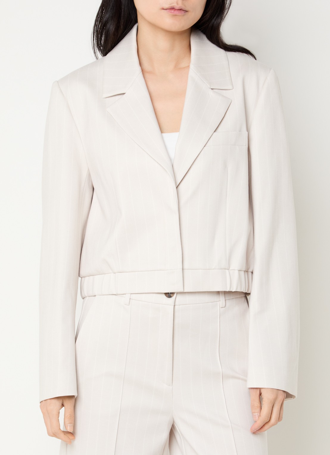 Beaumont dagmar cropped blazer met streepprint - detail creme