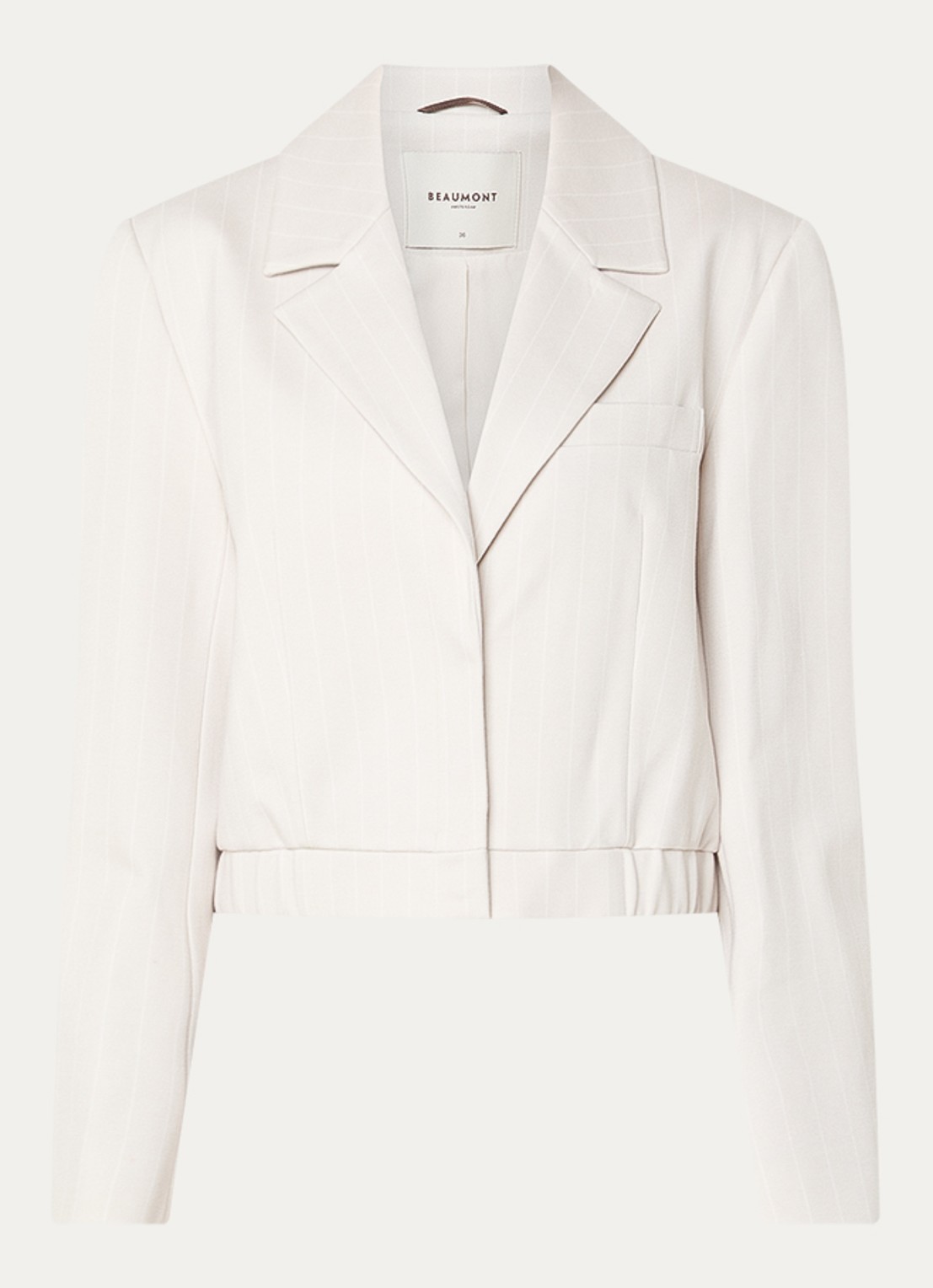 Beaumont dagmar cropped blazer met streepprint - voorkant 3 creme