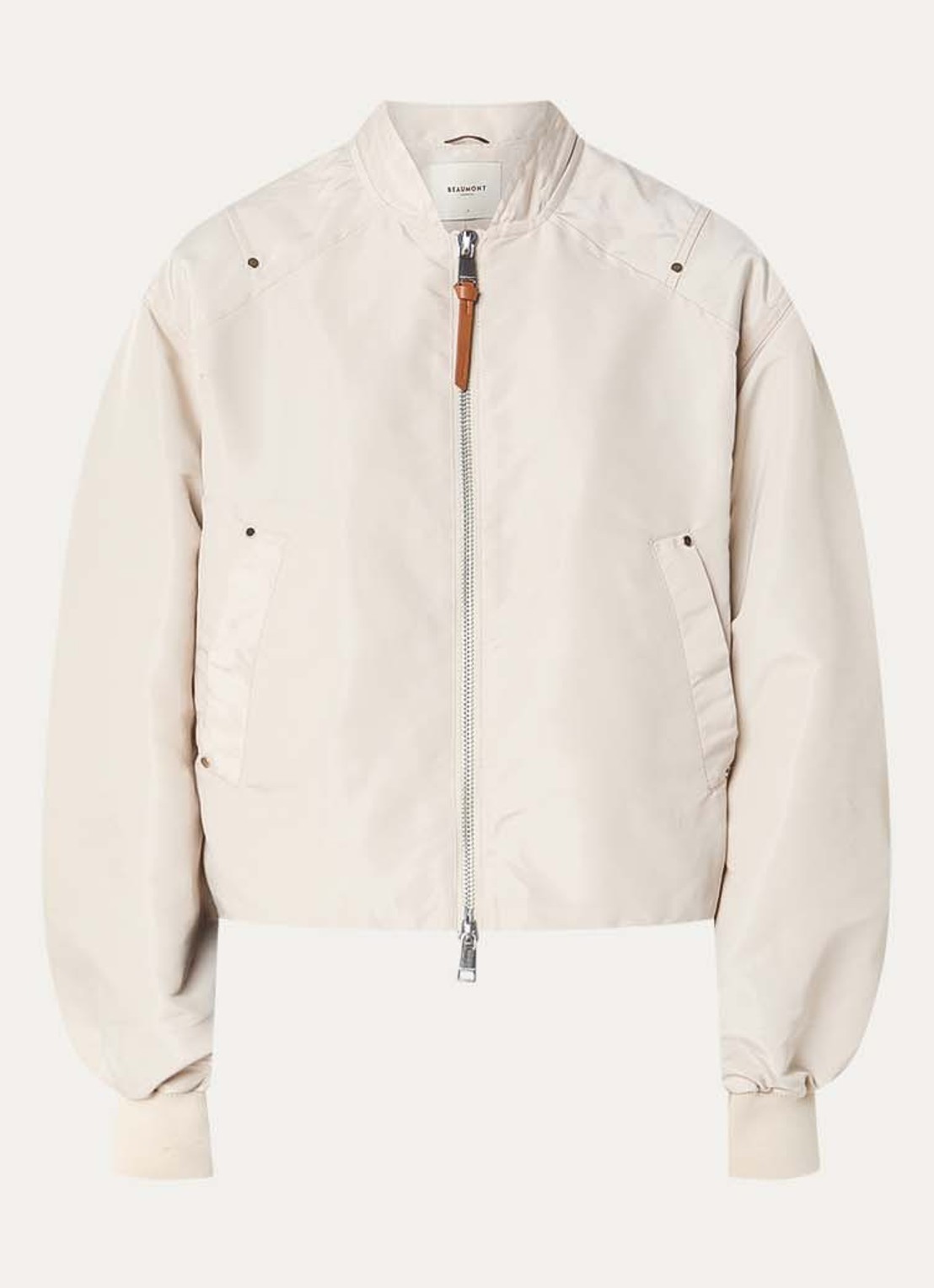 Beaumont Danique bomberjack met steekzakken en glanzende finish - voorkant 2 beige