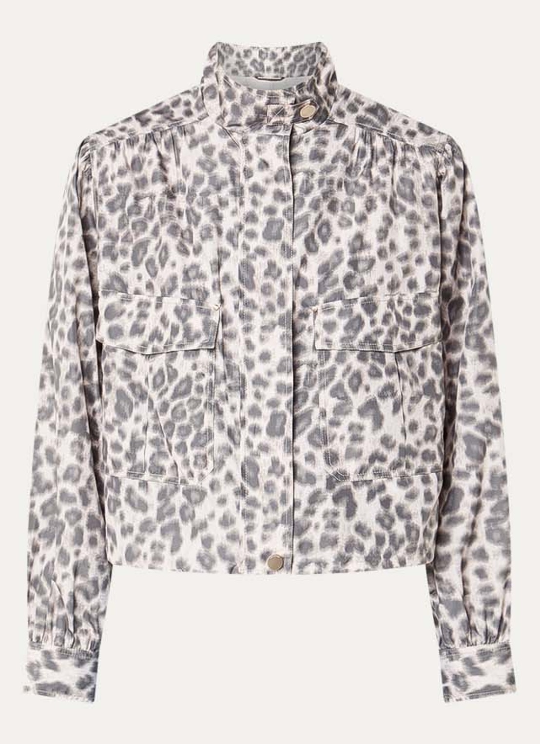Beaumont Darcy jack met panterprint en klepzakken - voorkant grijs