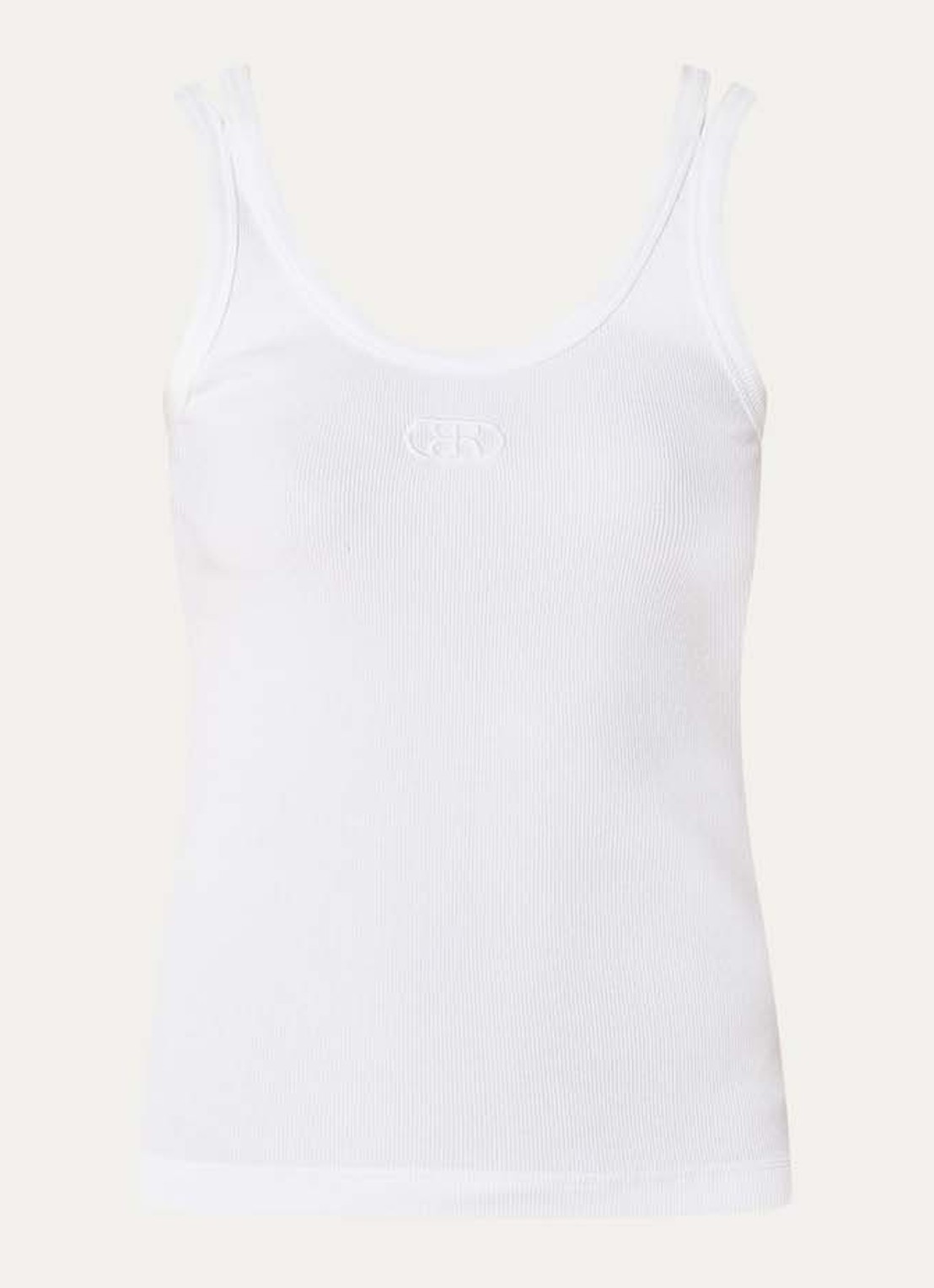 Beaumont Dax tanktop  met logoborduring en cut-out detail - voorkant 3 wit