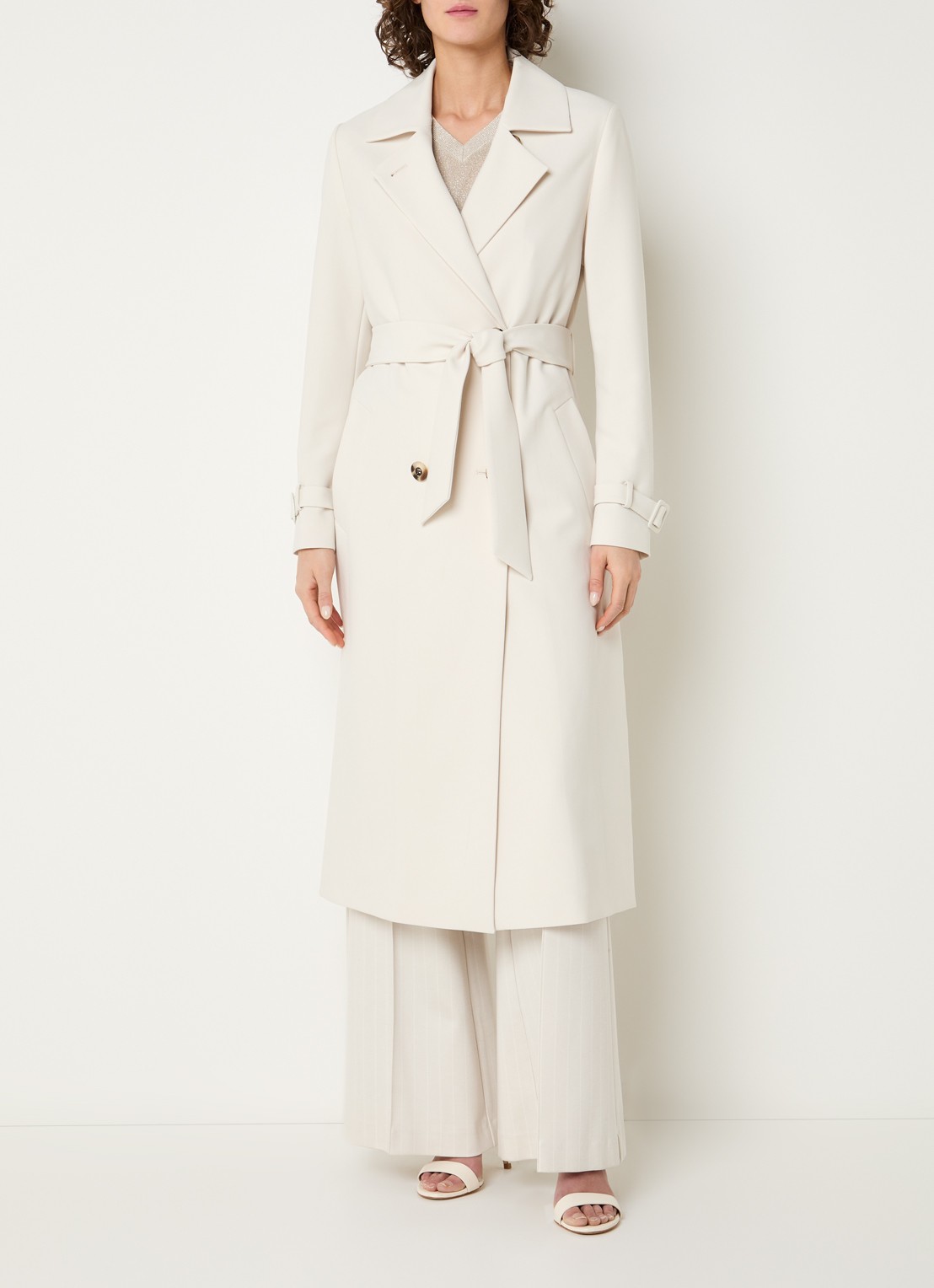 Beaumont Dia doublebreasted trenchcoat met strikceintuur - detail 3 creme