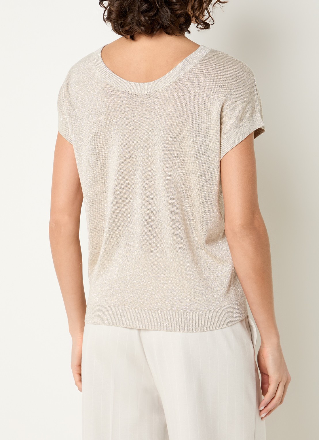 Beaumont Dion fijngebreide top met lurex - achterkant 4 beige