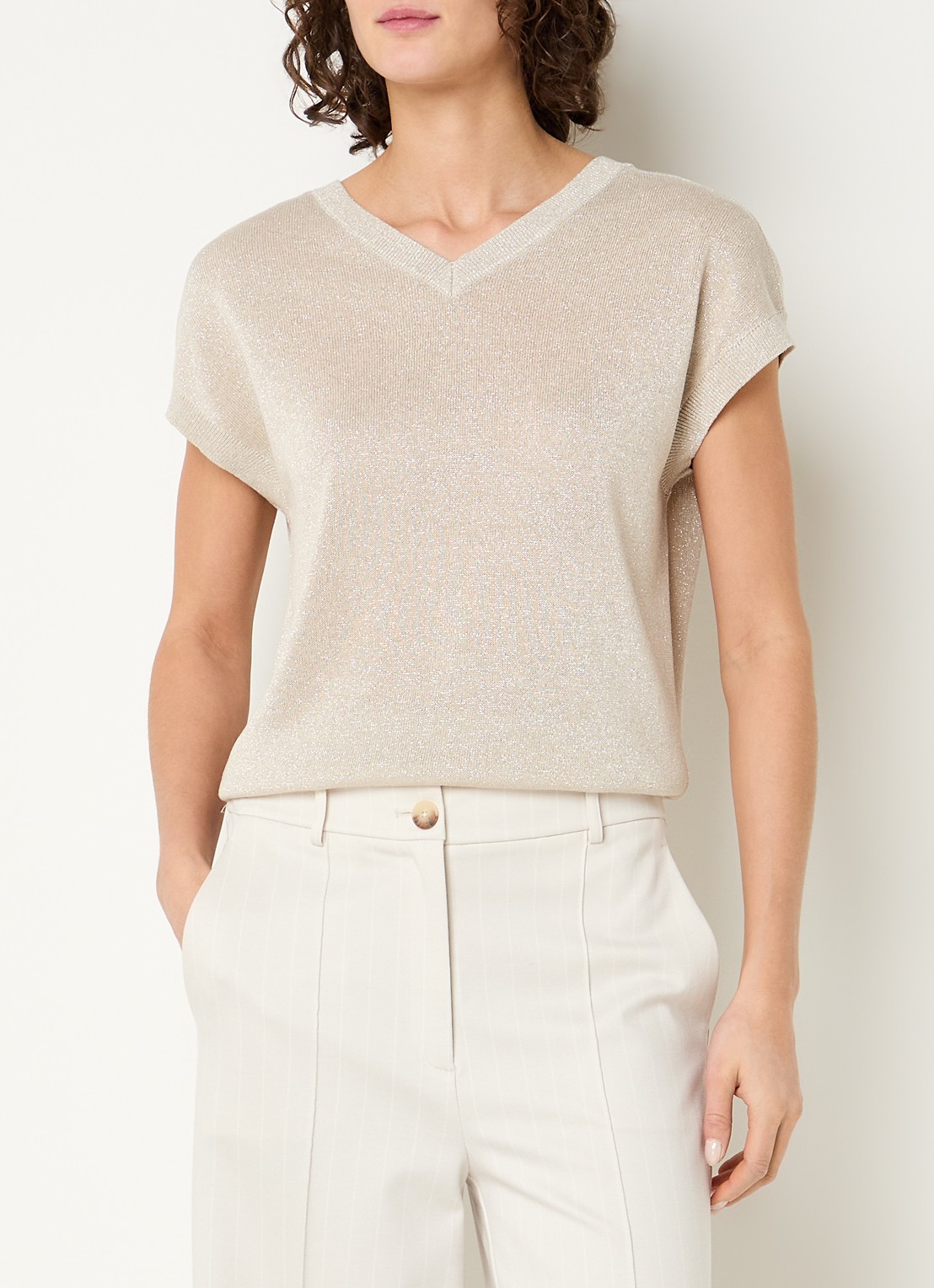 Beaumont Dion fijngebreide top met lurex - detail 3 beige
