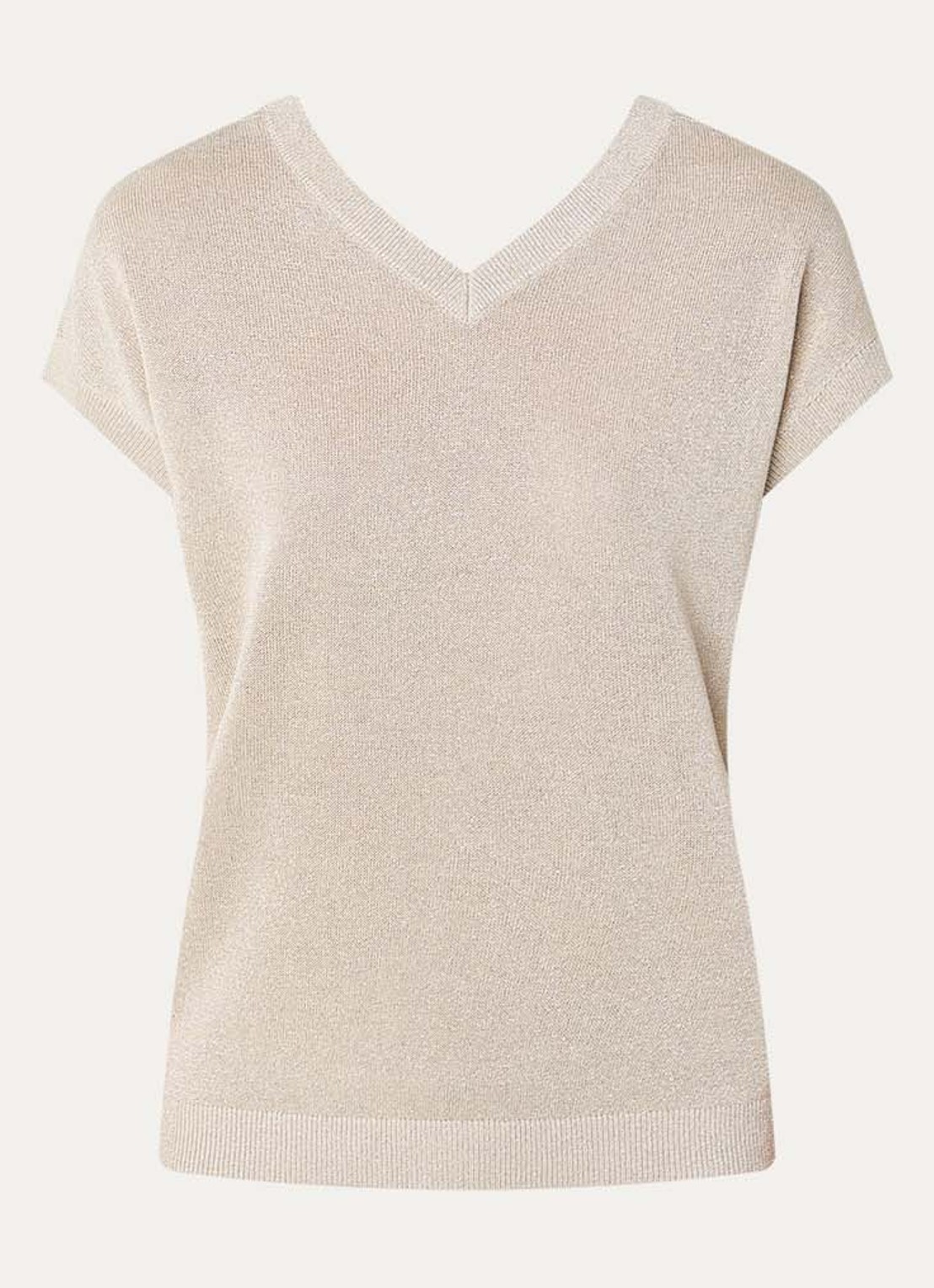 Beaumont Dion fijngebreide top met lurex - voorkant beige