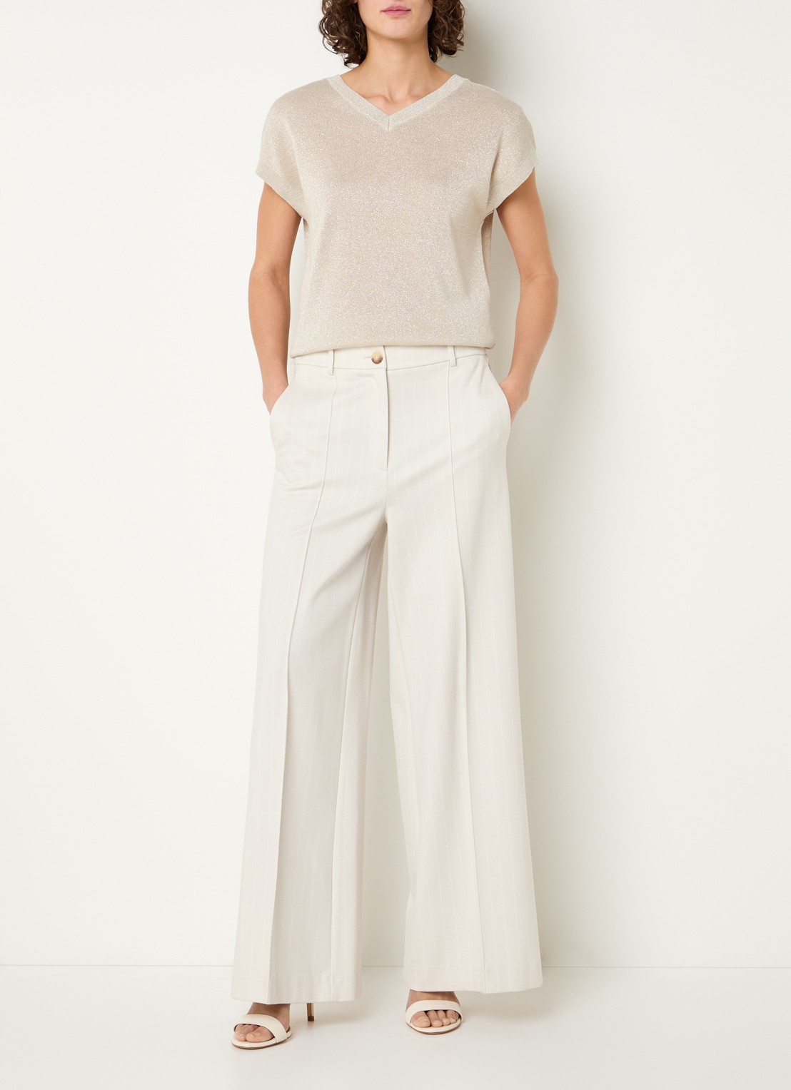 Beaumont Dion fijngebreide top met lurex - voorkant 2 beige