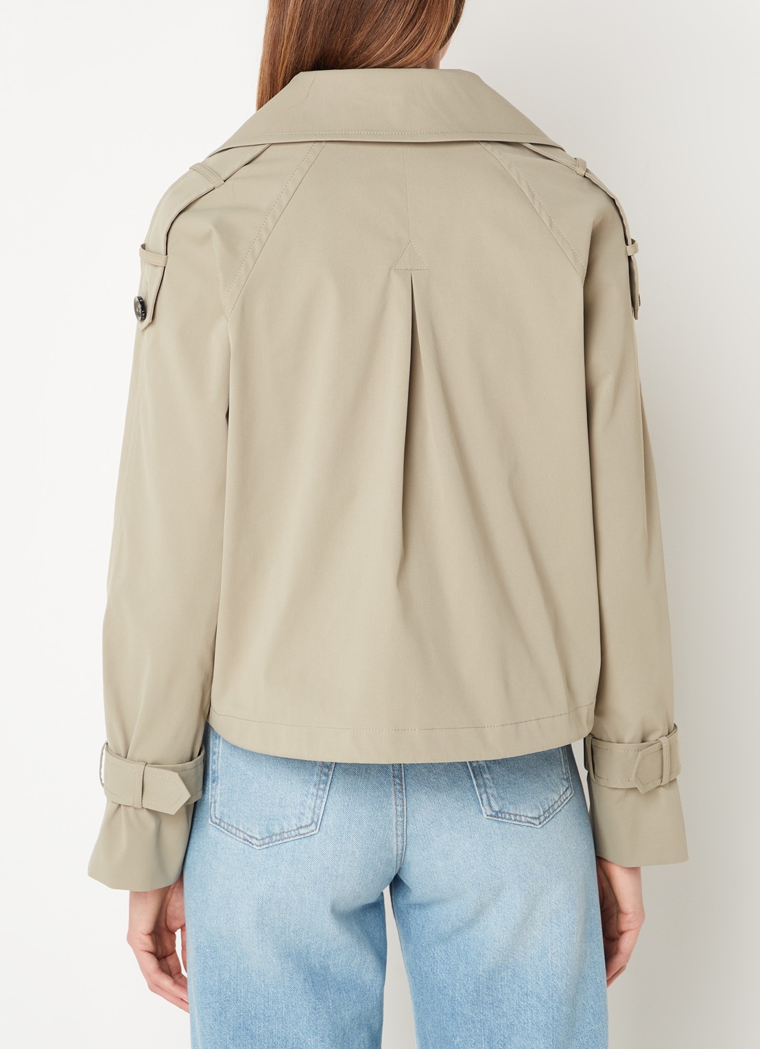 Beaumont Faye cropped double-breasted trenchcoat - achterkant 4 khaki