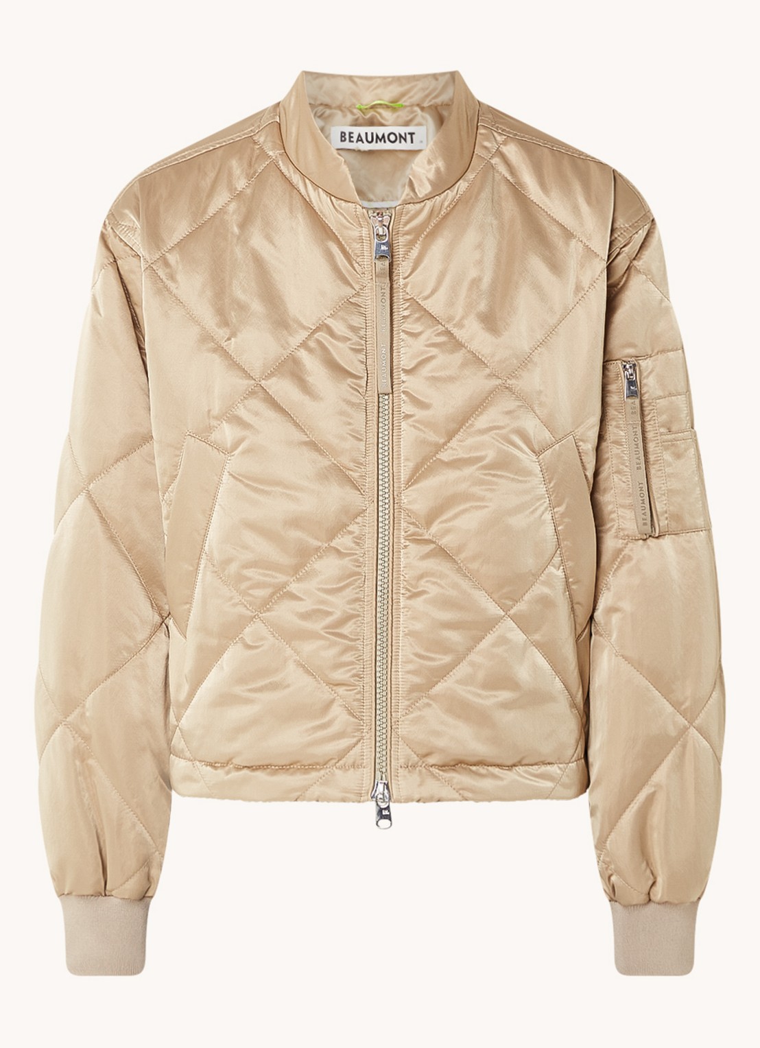Beaumont Gwenn bomberjack met quilt patroon  - voorkant goud