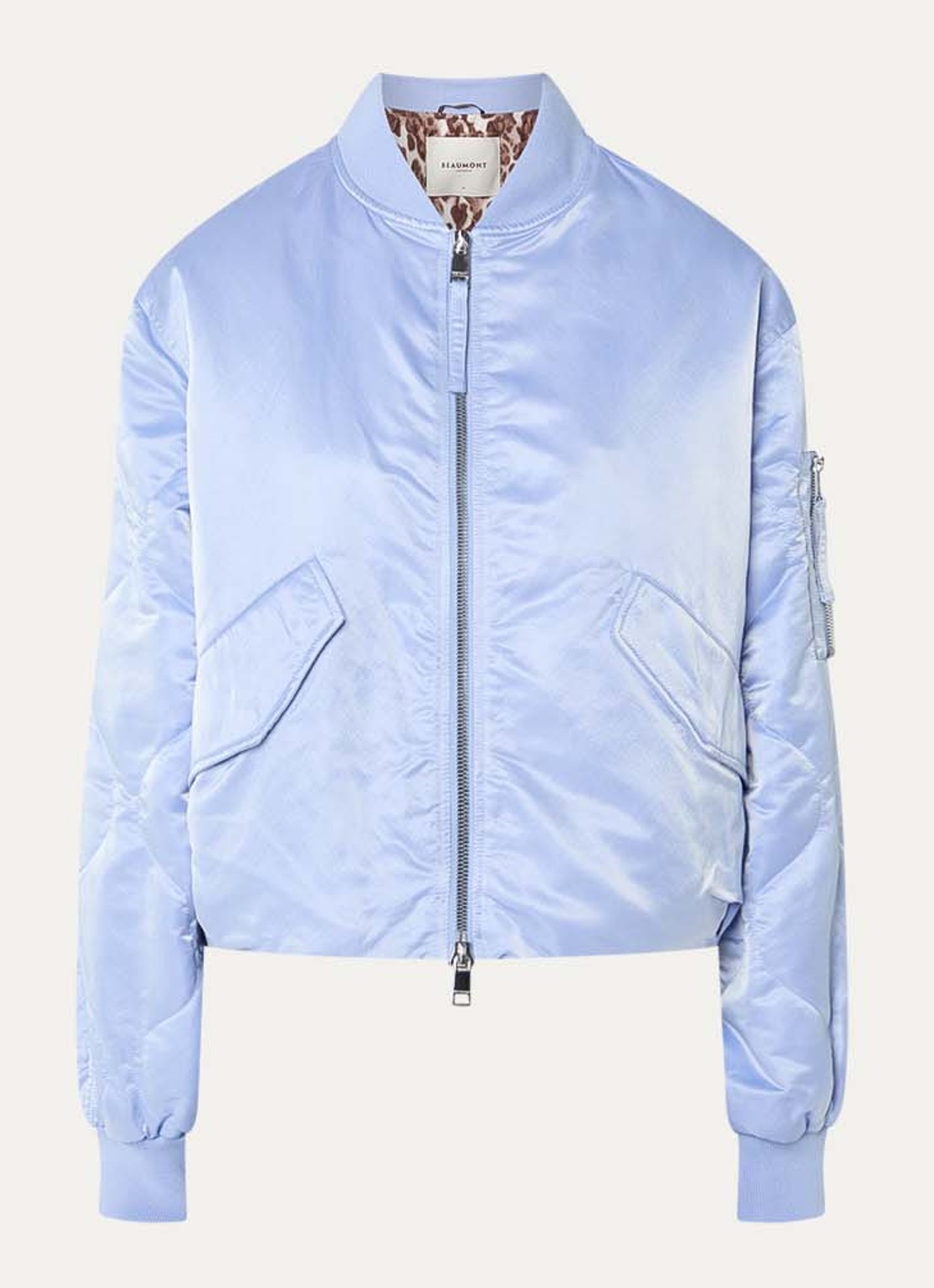 Beaumont Hady bomberjack met klepzakken en glanzende finish - voorkant 2 blauw