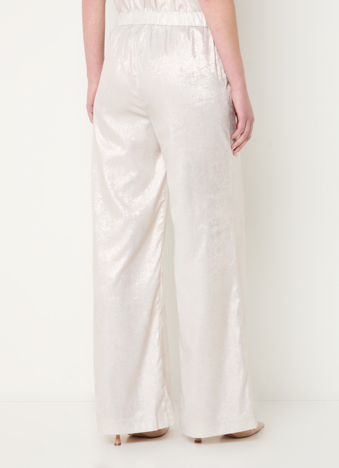 Beaumont Harry high waist wide fit pantalon met metallic finish - achterkant zilver