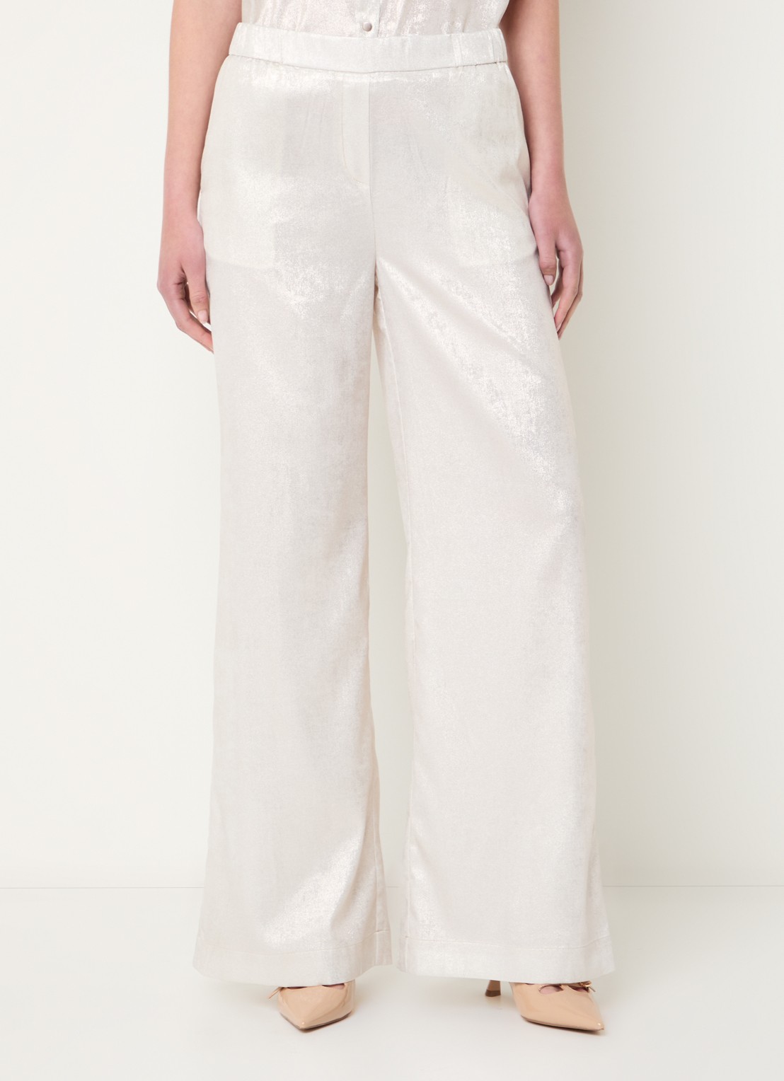 Beaumont Harry high waist wide fit pantalon met metallic finish - detail 2 zilver