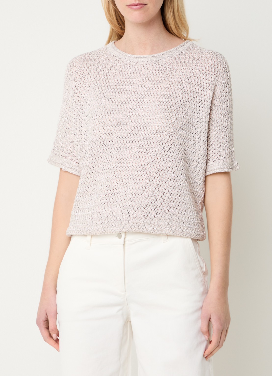 Beaumont Hearty grofgebreide top met lurex - detail 3 beige