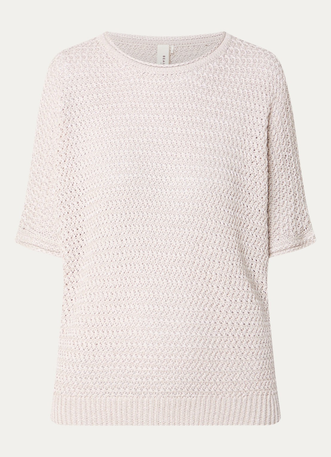 Beaumont Hearty grofgebreide top met lurex - voorkant beige