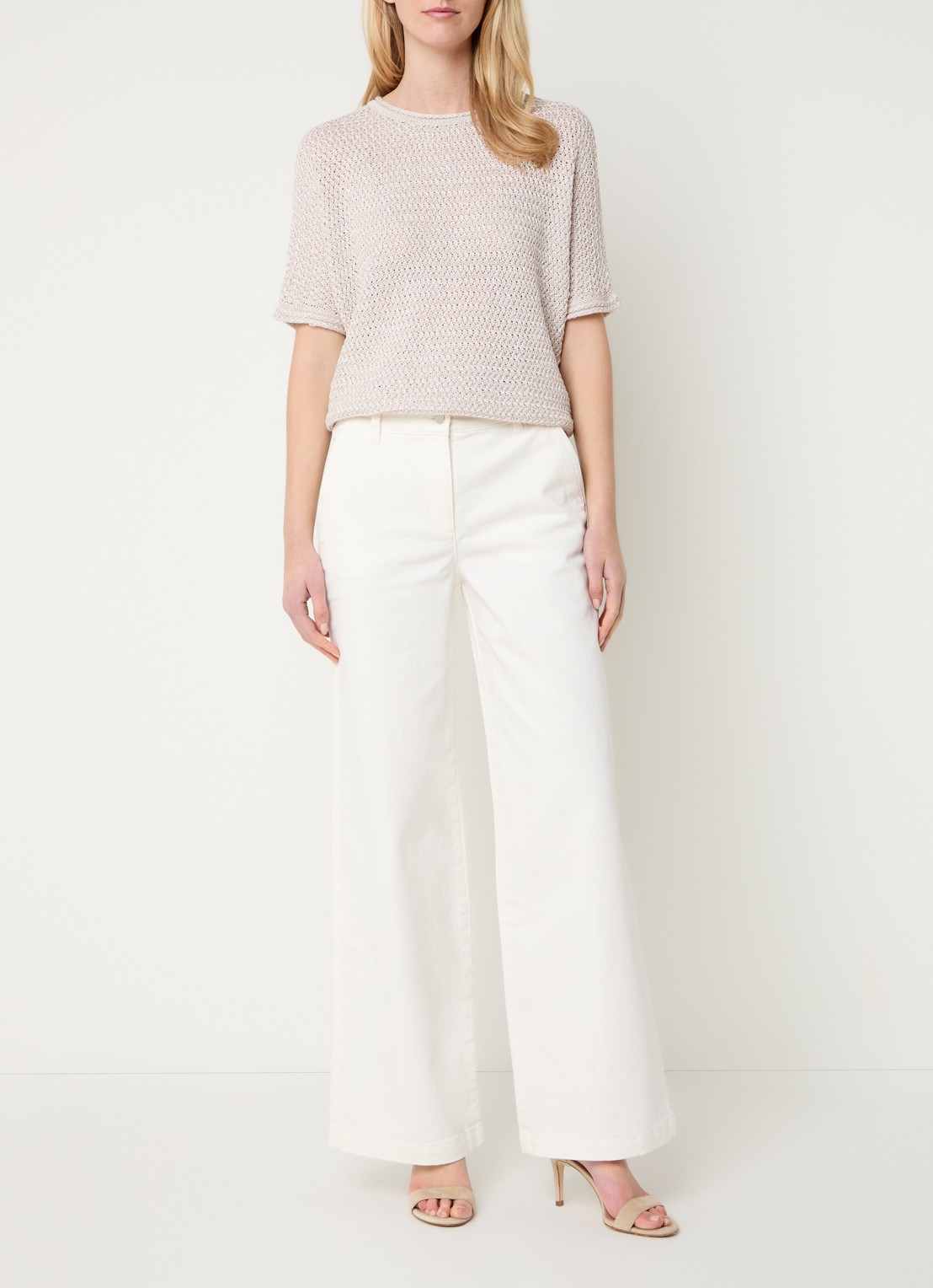 Beaumont Hearty grofgebreide top met lurex - voorkant 2 beige