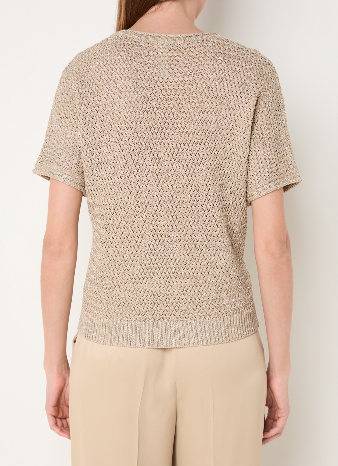 Beaumont Hearty grofgebreide top met lurex - achterkant 3 lichtbruin