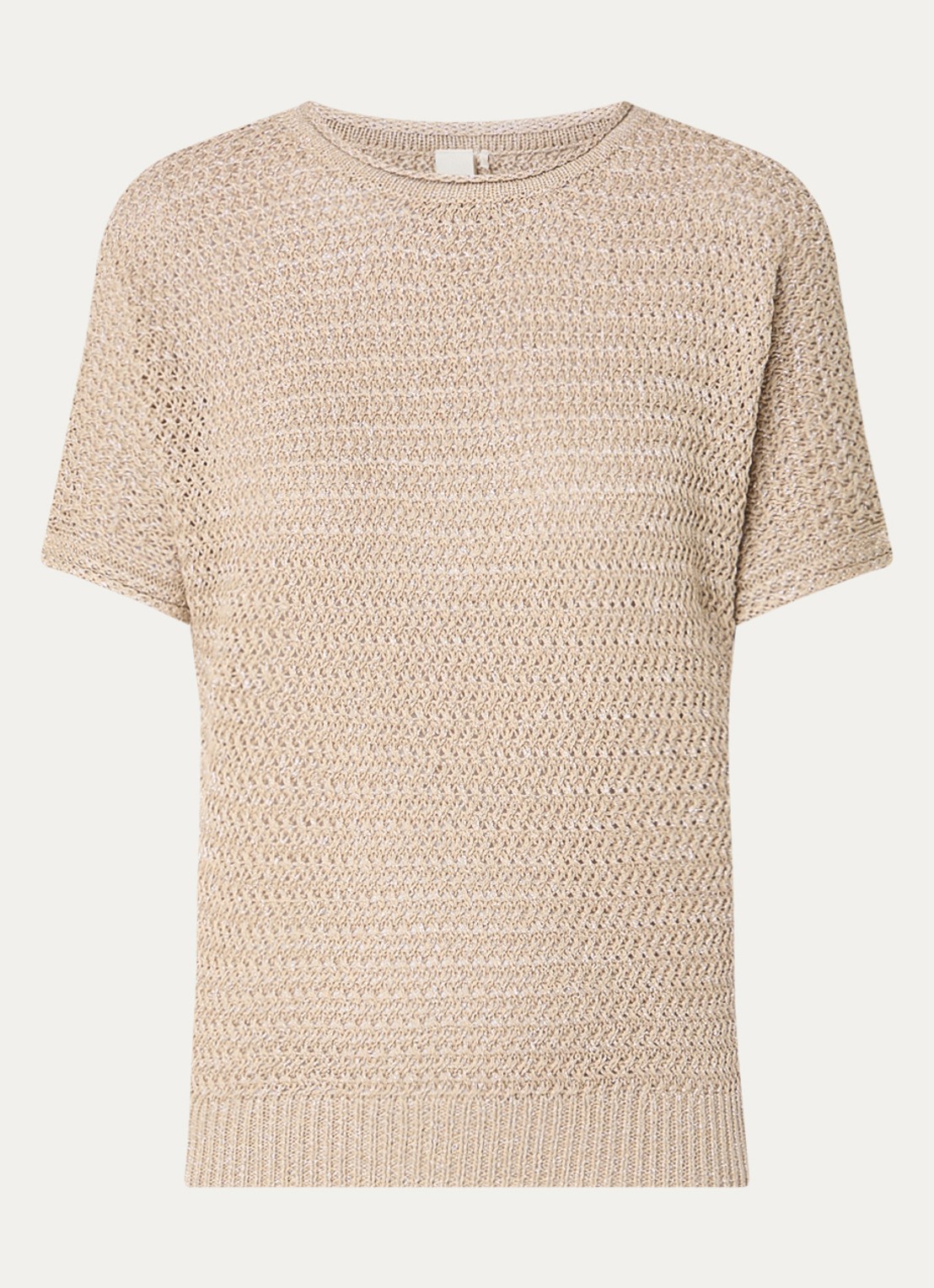 Beaumont Hearty grofgebreide top met lurex - voorkant lichtbruin