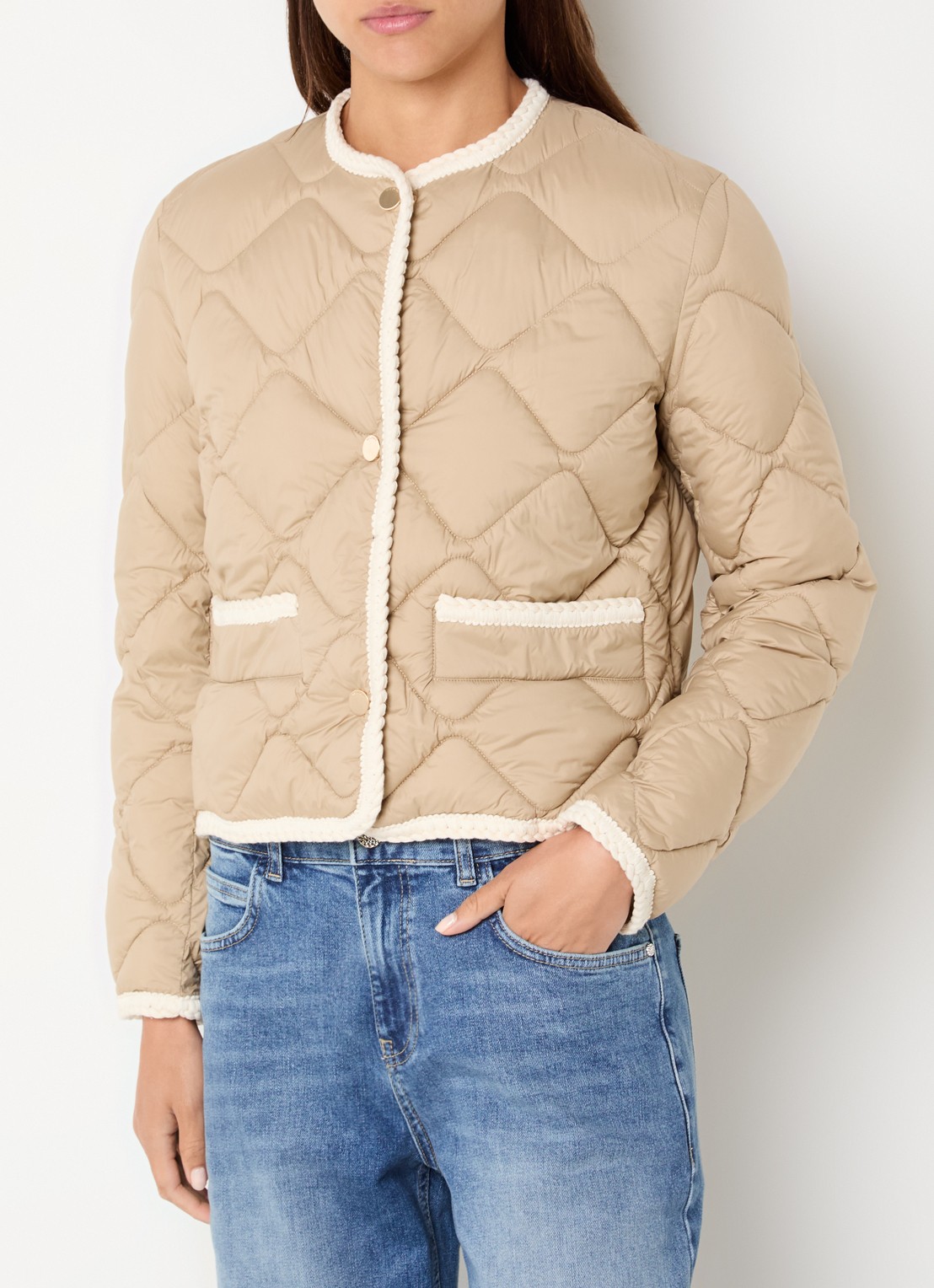 Beaumont Heidi gewatteerd jack met quilt patroon - detail 4 donkerbeige