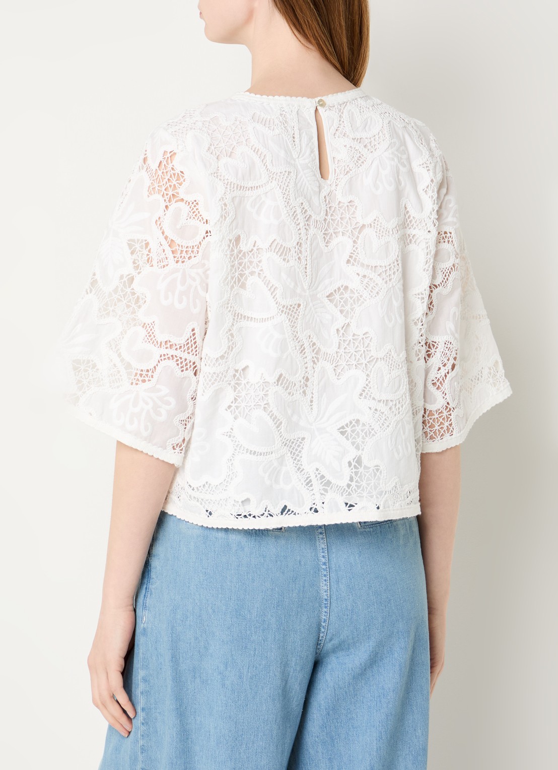 Beaumont Larisa tuniek met broderie - achterkant gebroken wit