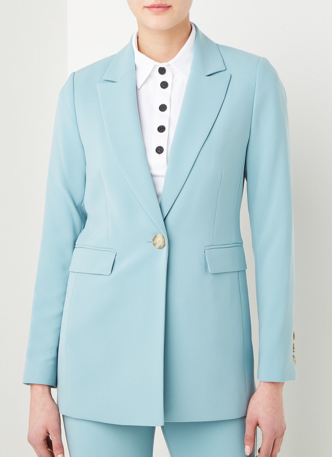 Beaumont Longline blazer met klepzakken - detail 2 mint