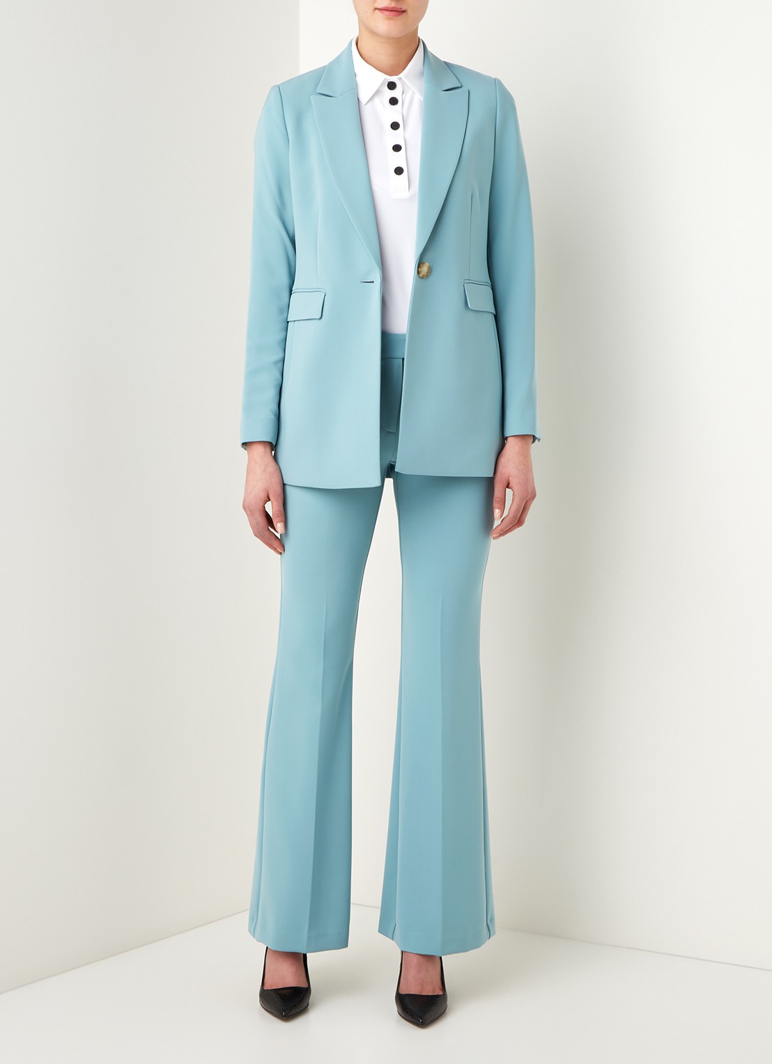 Beaumont Longline blazer met klepzakken - voorkant 4 mint