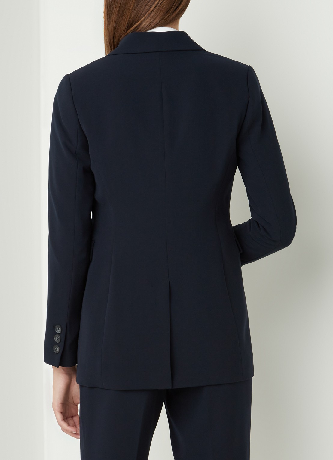 Beaumont Longline blazer van crêpe met klepzakken - achterkant 2 donkerblauw