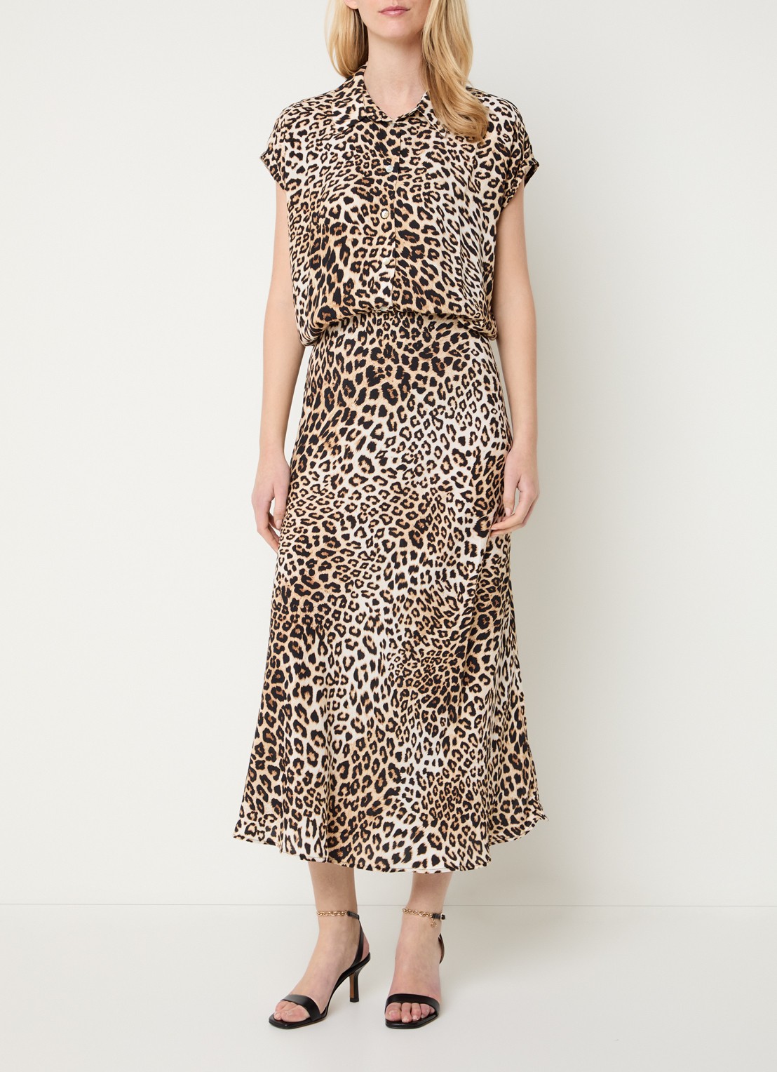 Beaumont Lonneke midi rok met stretch - voorkant 2 beige
