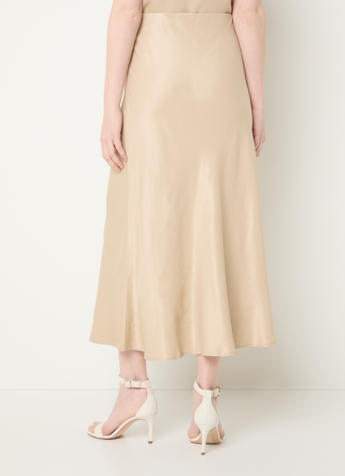 Beaumont Lonneke midi rok met stretch - achterkant 3 lichtbruin