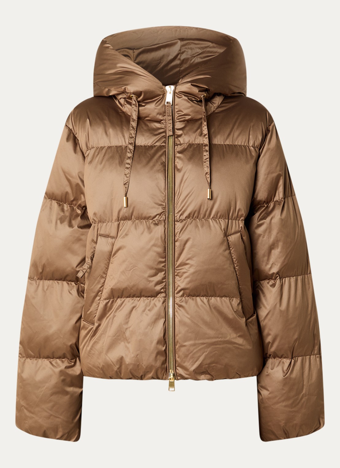 Beaumont Marian puffer jack met ritszakken - voorkant 2 lichtbruin