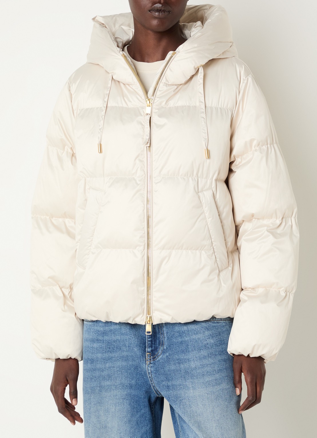 Beaumont Marian puffer jack met ritszakken - detail 4 beige