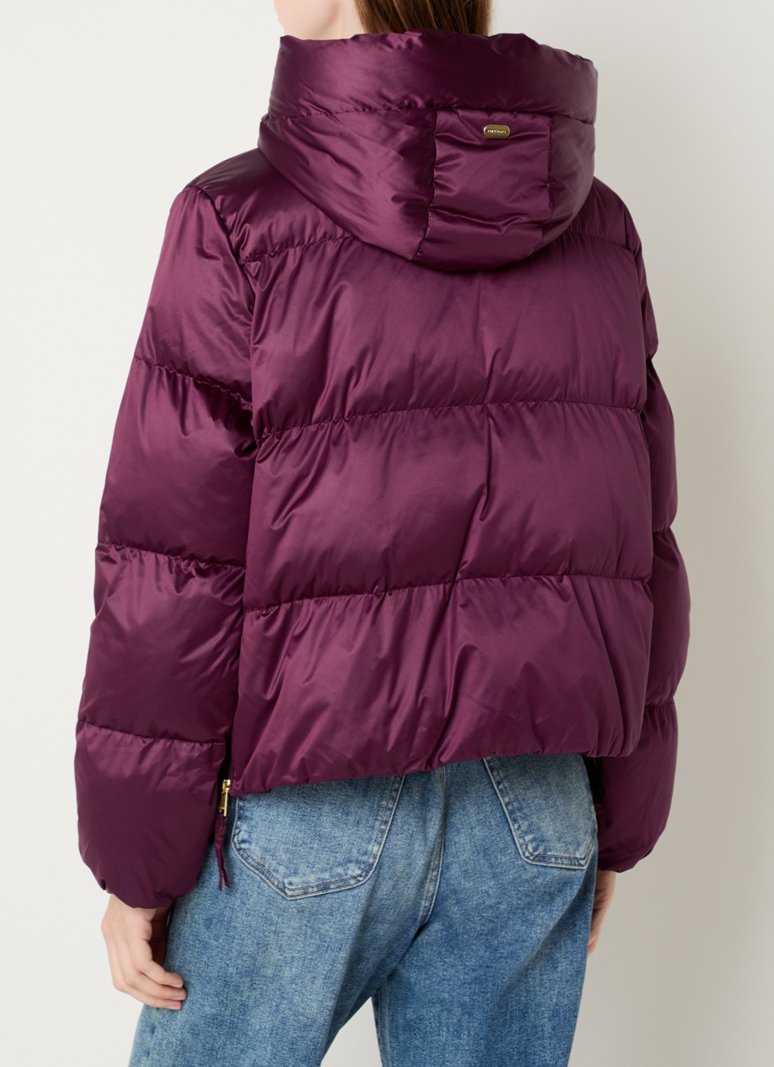 Beaumont Marian puffer jack met ritszakken - achterkant aubergine