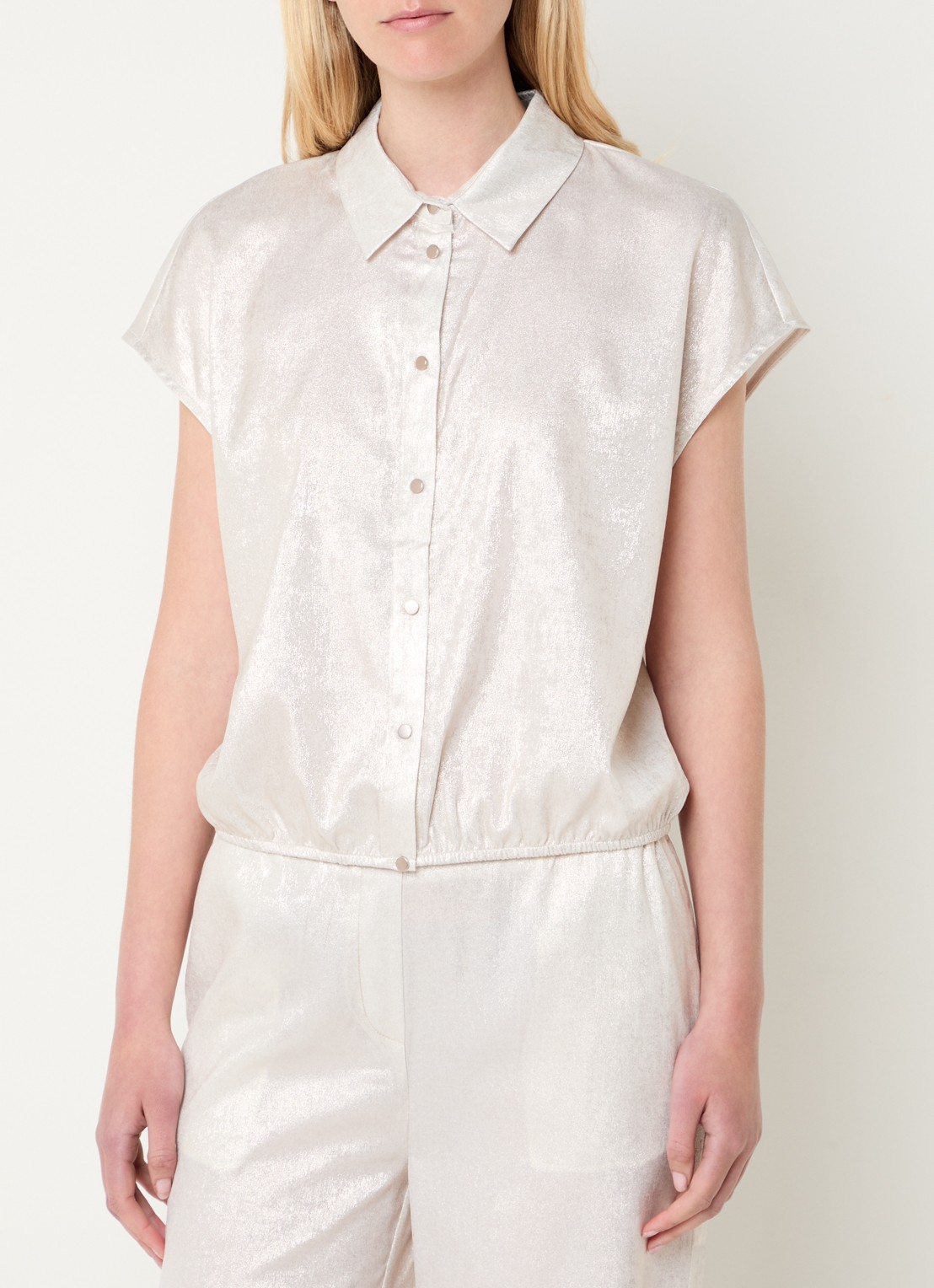 Beaumont Mariska blouse met kraag - detail 4 zilver