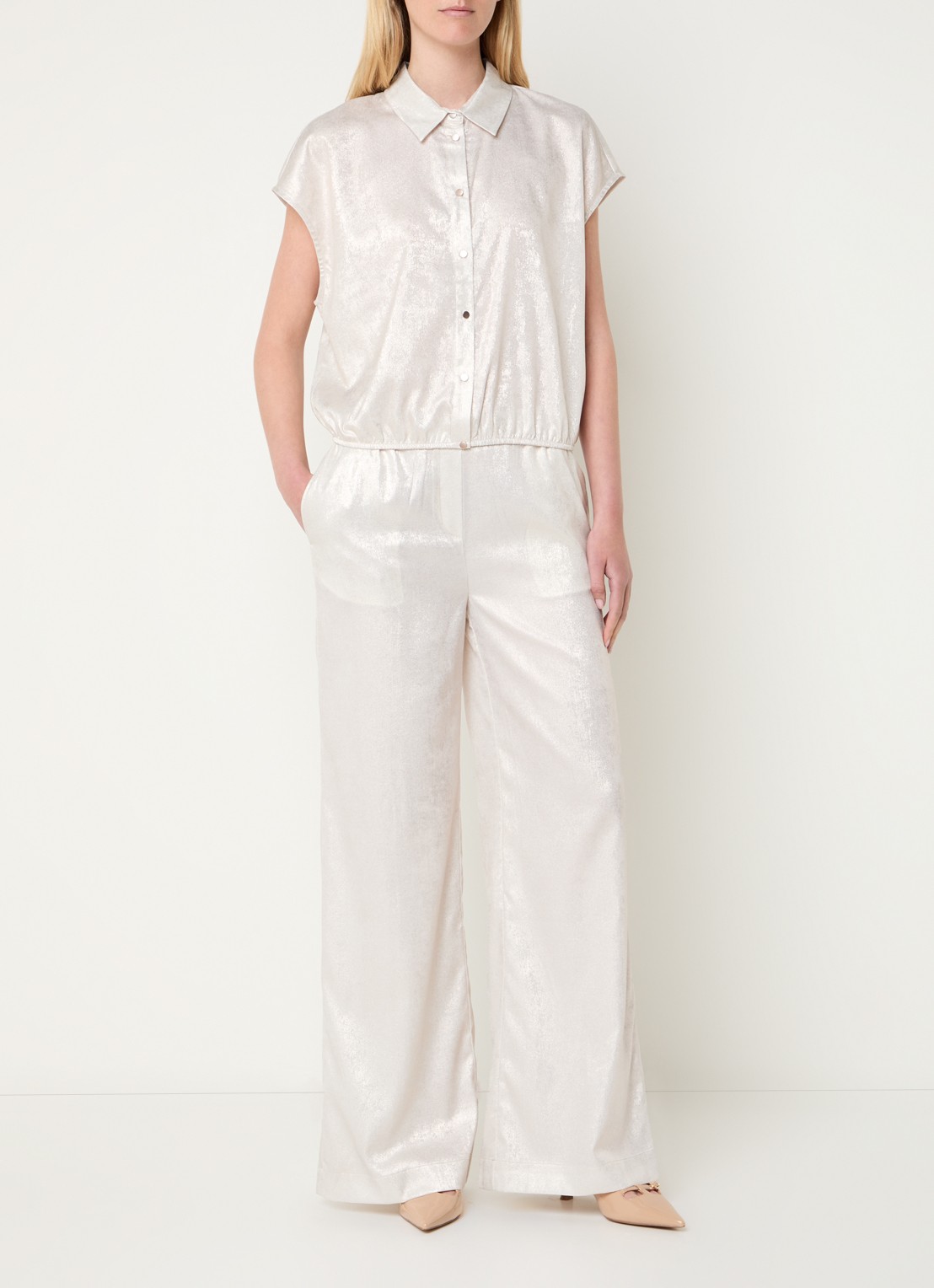 Beaumont Mariska blouse met kraag - voorkant 2 zilver