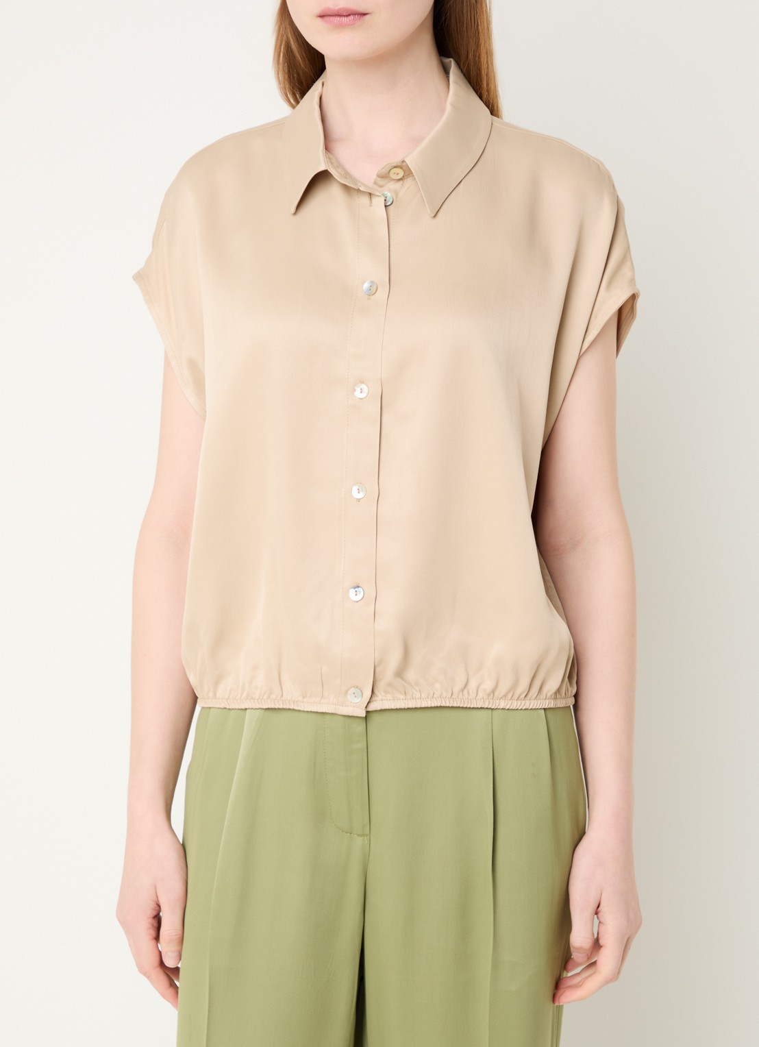 Beaumont Mariska blouse met kraag - detail beige