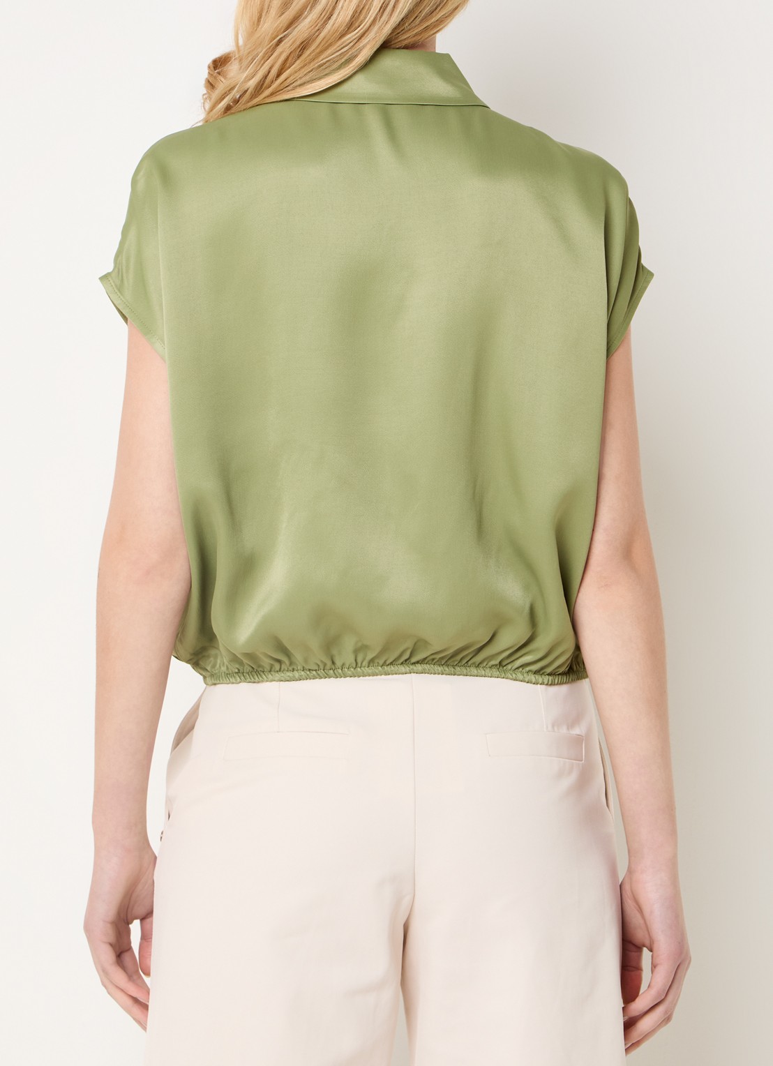 Beaumont Mariska blouse met kraag - achterkant 4 olijfgroen