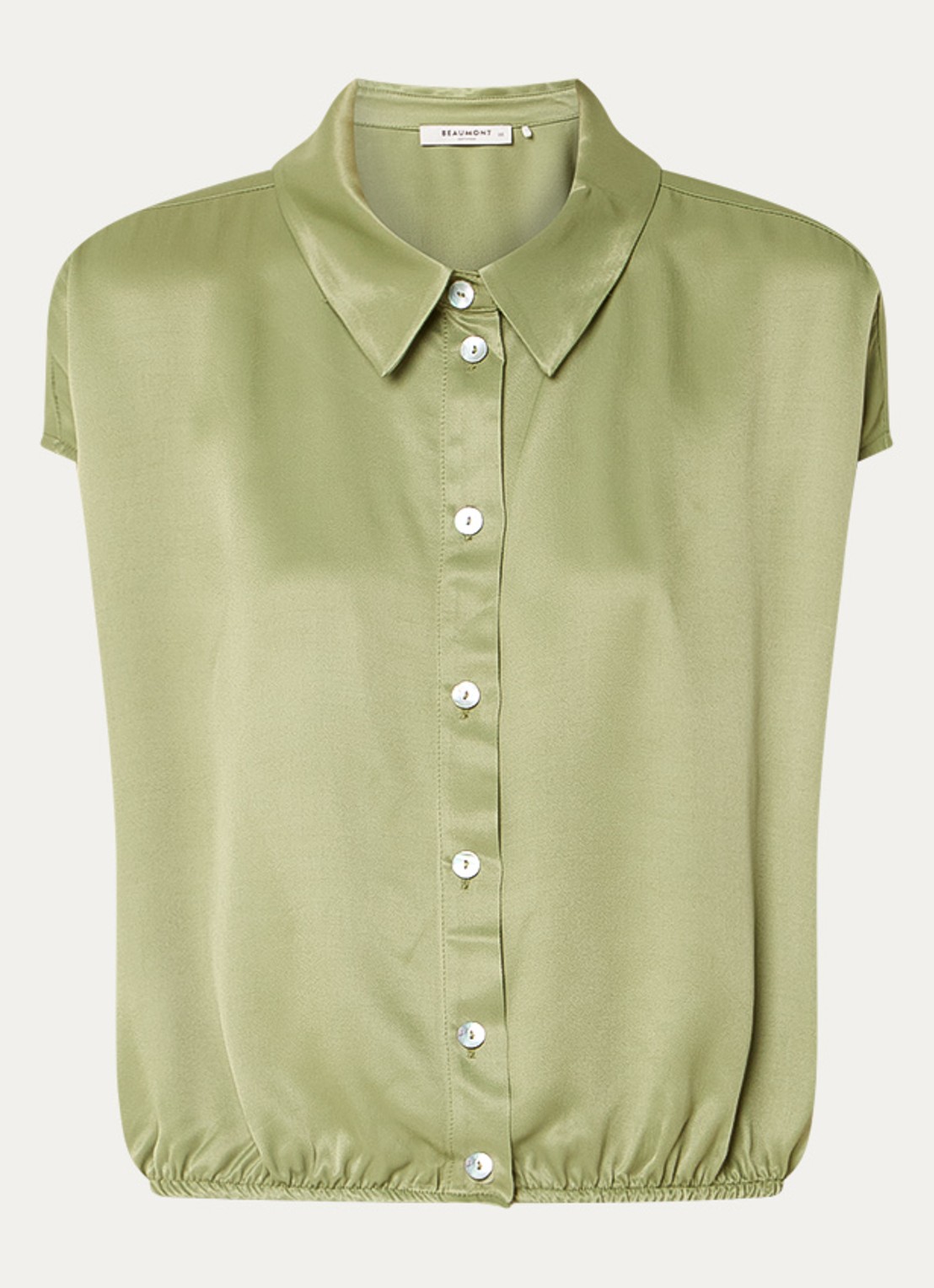 Beaumont Mariska blouse met kraag - voorkant olijfgroen
