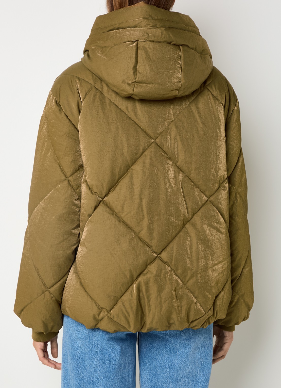 Beaumont Nowy puffer jack met capuchon en glanzende finish  - achterkant 2 goud