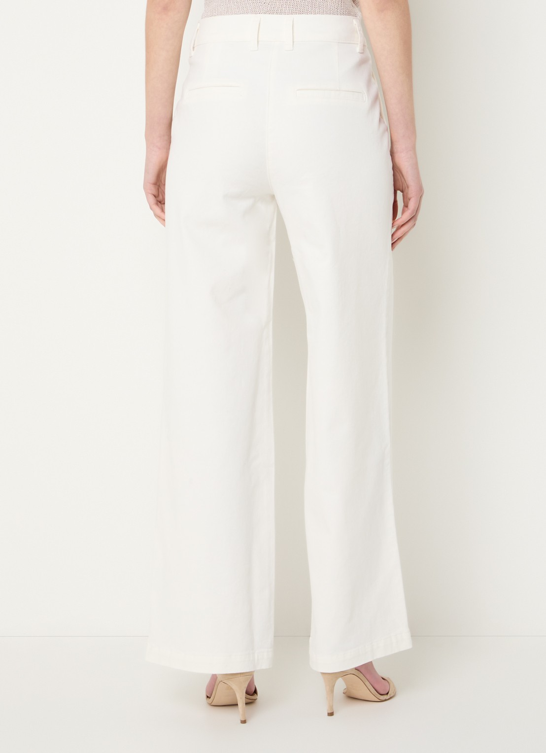 Beaumont Rose high waist wide fit broek van  katoen - achterkant 4 gebroken wit